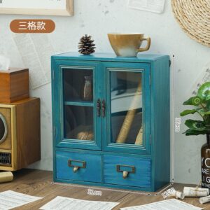 TỦ GỖ ZAKKA 2 CỬA KÍNH-TRANG TRÍ VINTAGE-QÙA TẶNG ĐỘC ĐÁO