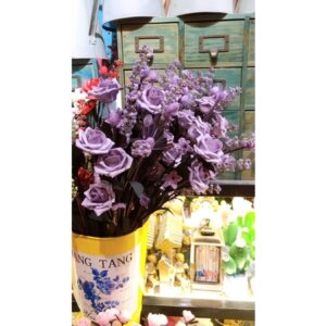 HOA HỒNG MÚT 3 BÔNG KÈM LAVENDER, TRANG TRÍ HOA, HOA GIẢ, TRANG TRÍ NHÀ THE JOURNAL