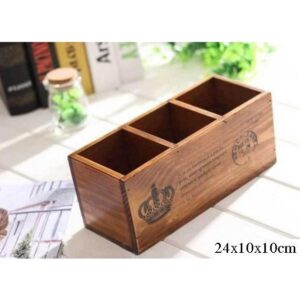 Hộc gỗ Zakka 3 ngăn cắm bút/ cắm hoa