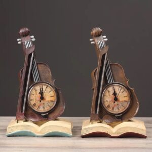 MÔ HÌNH CỔ ĐIỂN ĐỒNG HỒ ĐÀN VIOLON-DECOR ĐỘC ĐÁO-PHONG CÁCH CỔ ĐIỂN